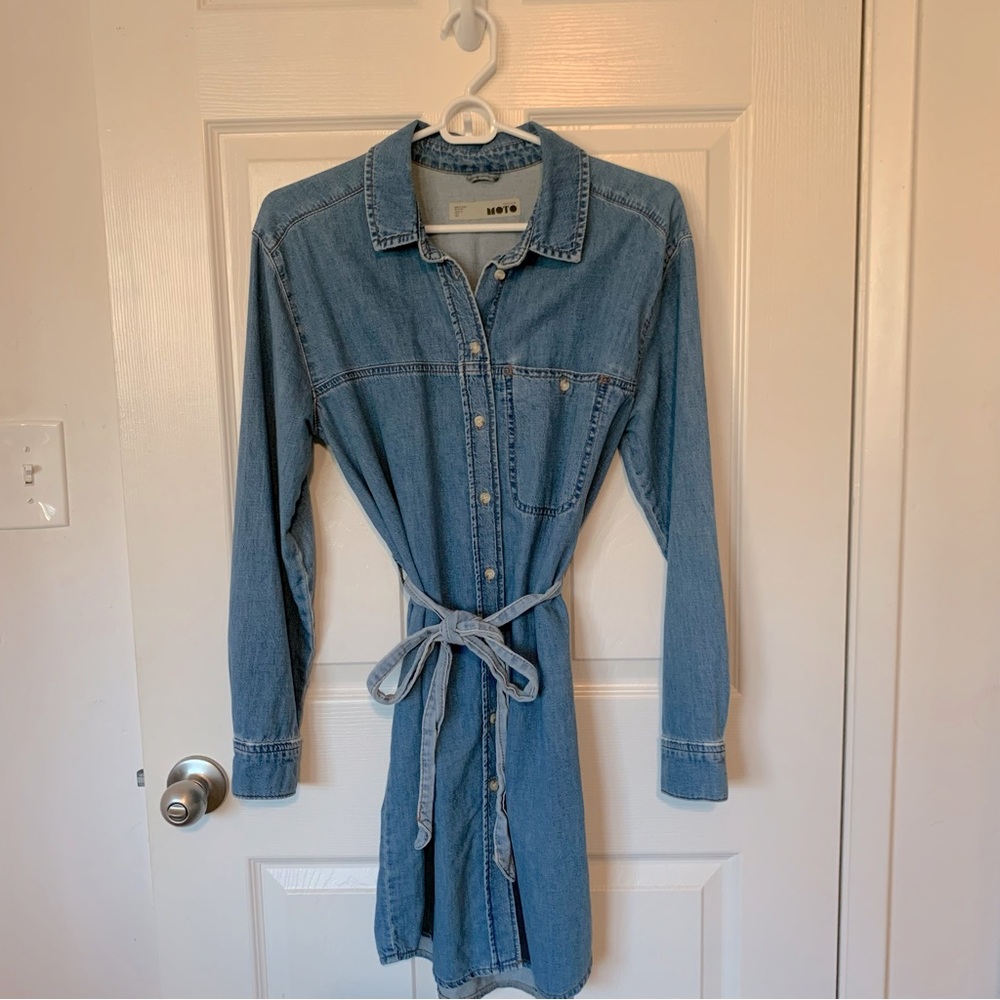 Topshop MOTO chambray denim shirt dress size us 4